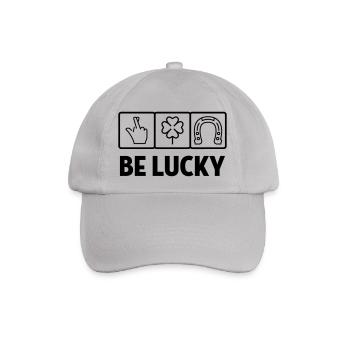 Glück / Glücklicher / Luck / Lucky - Baseballkappe - Grau - Vorne