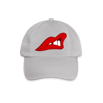 Rote Lippen - Baseballkappe - Grau - Vorne