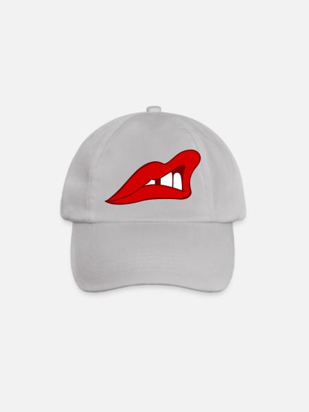 Rote Lippen - Baseballkappe - Grau
