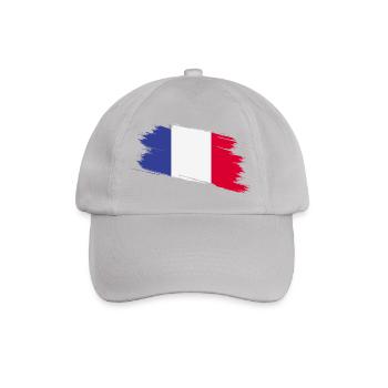 Frankreich Flagge – Trikolore im Pinselstrich Look - Baseballkappe - Grau - Vorne