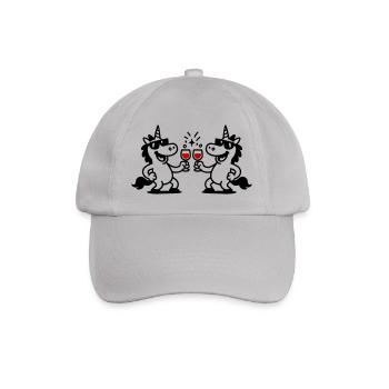 Einhorn Weinglas Party - Baseballkappe - Grau - Vorne