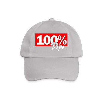 100% Papa Typo Grafik - Baseballkappe - Grau - Vorne