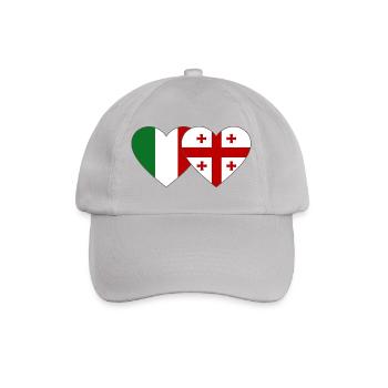 Italien Georgien Herz Flagge - Baseballkappe - Grau - Vorne