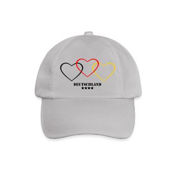 Fanshirt Deutschland Herz Flagge - Baseballkappe - Grau - Vorne