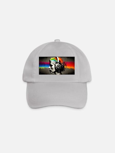 Rainbow Pulse Kopfhörer-Porträt - Baseballkappe - Grau