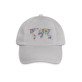 Mandala-Weltkarte bunt - Baseballkappe - Grau - Vorne