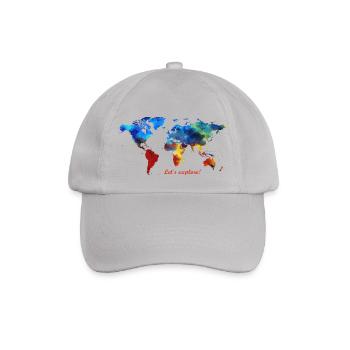 Lets explore! Weltkarte - Baseballkappe - Grau - Vorne