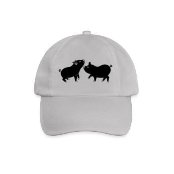 Schweinelogo von zwei Schweinen - Baseballkappe - Grau - Vorne