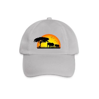 Elefanten im Sonnenuntergang, Afrika Naturecontest - Baseballkappe - Grau - Vorne