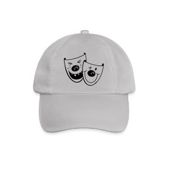 Zwei lustige Clownmasken - Karneval - Geschenk - Baseballkappe - Grau - Vorne