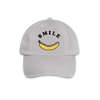 Frucht / Früchte: Banane - Lachen - Smile - Baseballkappe - Grau - Vorne