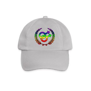 Regenbogen gay stolzes Logo Lorbeer Kranz - Baseballkappe - Grau - Vorne