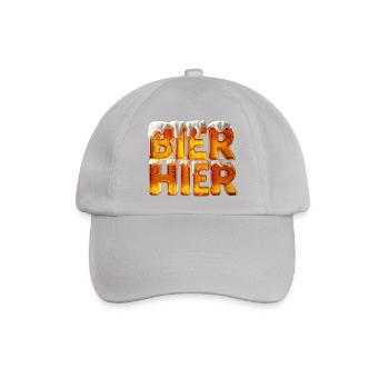 Bier? Hier! – 3D Bierglas-Buchstaben mit Schaum - Baseballkappe - Grau - Vorne