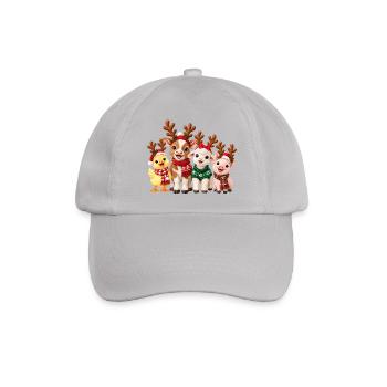 Niedliche Weihnachtstiere mit Rentiergeweih - Baseballkappe - Grau - Vorne