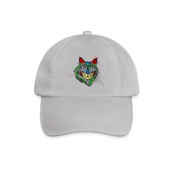 Color Cat | Pop Art | Katze Katzen Kätzchen Kater - Baseballkappe - Grau - Vorne