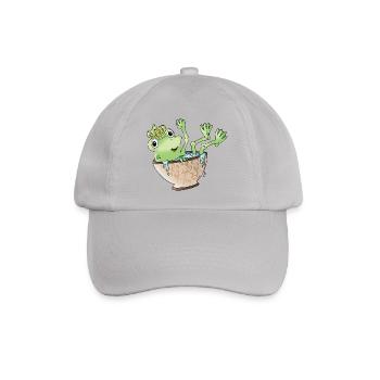 Frosch Froschkönig Krone Tier Tasse grün - Baseballkappe - Grau - Vorne