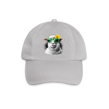 Modernes Schaf – Blume Gerbera Sonnenbrille Kunst - Baseballkappe - Grau - Vorne
