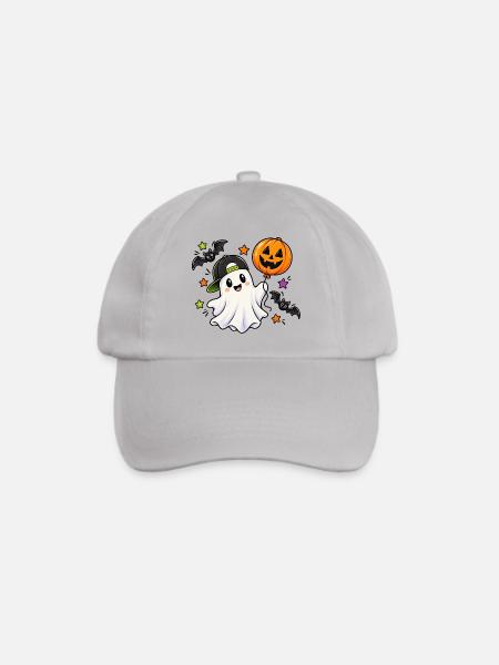 Halloween Geist mit Kürbisballon - Baseballkappe - Grau