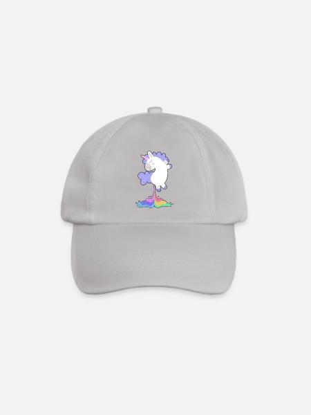 Lustiges Einhorn-Regenbogen-Furz-Shirt - Geschenk - Baseballkappe - Grau
