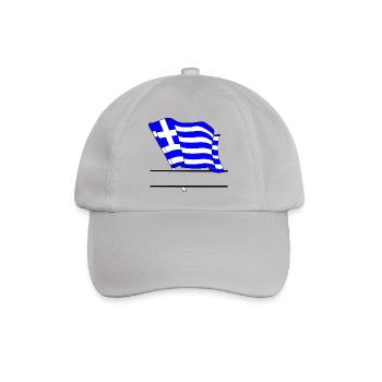 Griechische Flagge mit eigenem Text – persönliches Design - Baseballkappe - Grau - Vorne