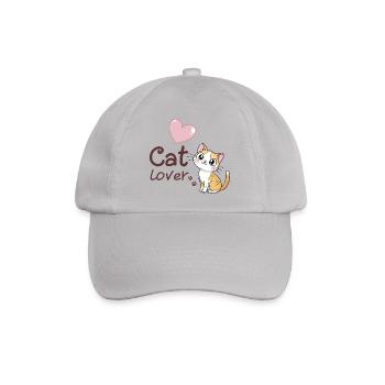 Lustiges Kätzchen-Rosa-Herz-Design - Baseballkappe - Grau - Vorne