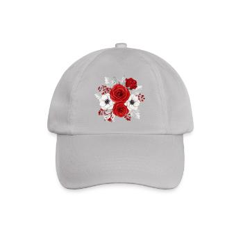 Rot-weißer Blumenstrauß - Baseballkappe - Grau - Vorne