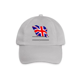 Britische Flagge mit eigenem Text – persönliches Design - Baseballkappe - Grau - Vorne