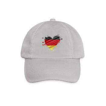 Deutschland Flagge Fahne Herz schwarz rot gold - Baseballkappe - Grau - Vorne