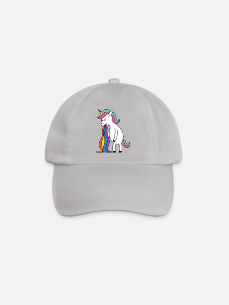 Einhorn Regenbogen Kotze. Kein Bock Lustlos Würgen - Baseballkappe - Grau