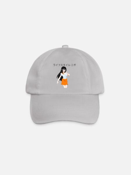 Anime girl 01 Text "Lifestyle2000" auf Japanisch - Baseballkappe - Grau