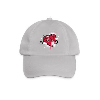 verschnürtes & repariertes Herz mit Schlüsselloch - Baseballkappe - Grau - Vorne