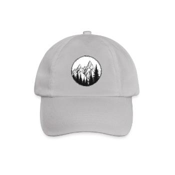Camping, Berg- und Tannenbaum-Logo, Wohnmobile - Baseballkappe - Grau - Vorne