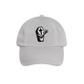 Halloween Sarg | Kreuzsarg mit Knochenhand - Baseballkappe - Grau - Vorne