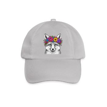 Fuchskopf mit Blumenkranz - Baseballkappe - Grau - Vorne