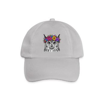 Eulenkopf mit Blumenkrone - Baseballkappe - Grau - Vorne