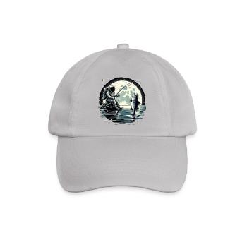 Astronaut beim Angeln auf dem Mond Weltraum Design - Baseballkappe - Grau - Vorne