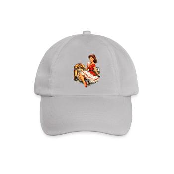 Rockabilly Pin-Up Girl im 50s Retro Diner - Baseballkappe - Grau - Vorne