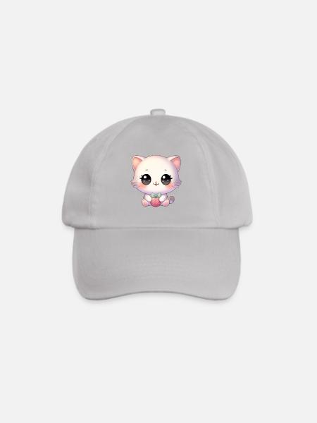 Kawaii Chibi Katze - Baseballkappe - Grau
