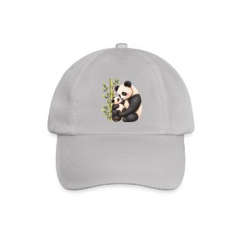 Panda-Zärtlichkeit – Mama und ihr Junges - Baseballkappe - Grau - Vorne