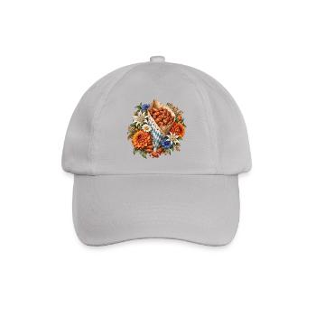 Gebrannte Mandeln mit Edelweiß & Blumen - Baseballkappe - Grau - Vorne