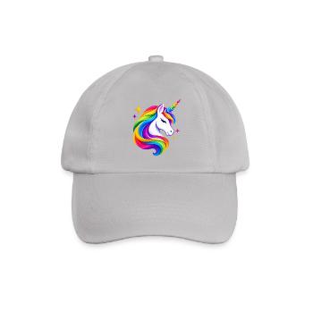 Flammendes Regenbogeneinhorn - Baseballkappe - Grau - Vorne