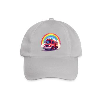 Kawaii Feuerwehr mit Regenbogen und Rauch Shirt - Baseballkappe - Grau - Vorne