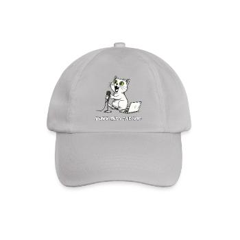 Lustiger Katzen-Podcaster am Laptop - Baseballkappe - Grau - Vorne