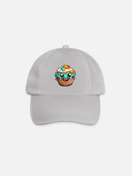 Kawaii Cupcake Cartoon Gesichter - Baseballkappe - Grau