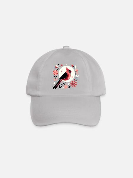 Kardinal und Blumen - Baseballkappe - Grau