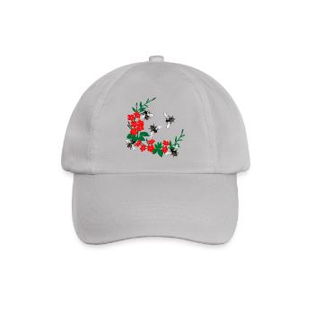Blumenkranz mit Honigbienen - Baseballkappe - Grau - Vorne