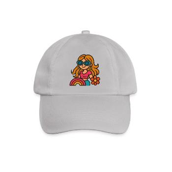 Retro Summer Girl - Flower Power Look - Baseballkappe - Grau - Vorne