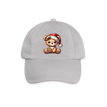Herziger weihnachtlicher Teddybär mit Lebkuchen - Baseballkappe - Grau - Vorne