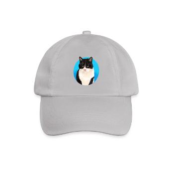 Schwarz-Weiß-Katze - Baseballkappe - Grau - Vorne