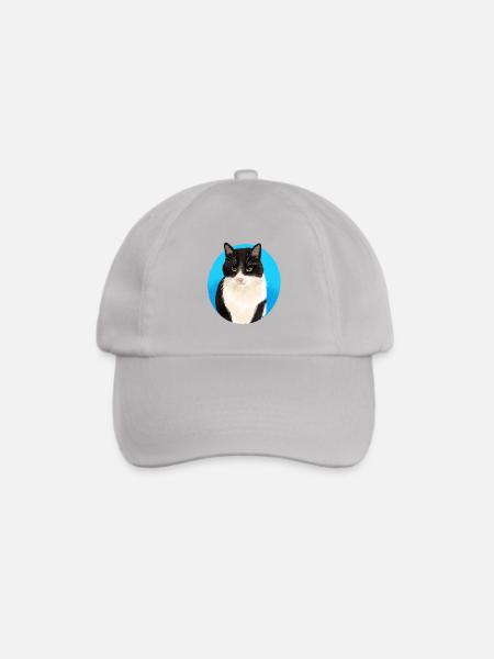 Schwarz-Weiß-Katze - Baseballkappe - Grau
